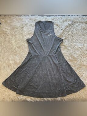 Nike Womens Court Dri-fit Advantage Tennis Dress Racer Back Slim Fit Grey Size M